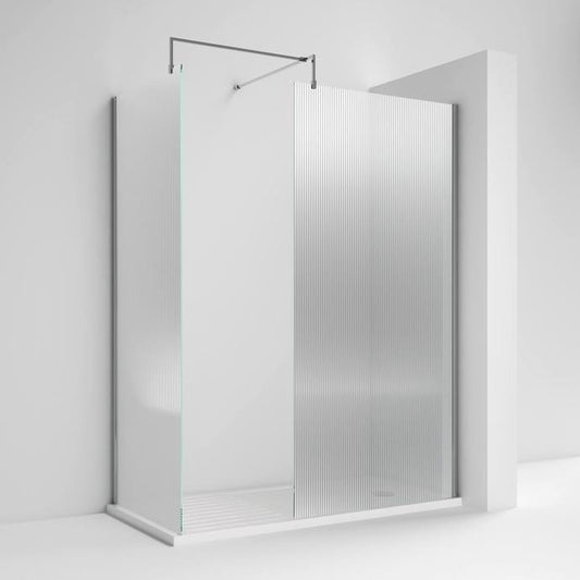 Nuie FLUTED Chrome Wetroom Screen 8mm