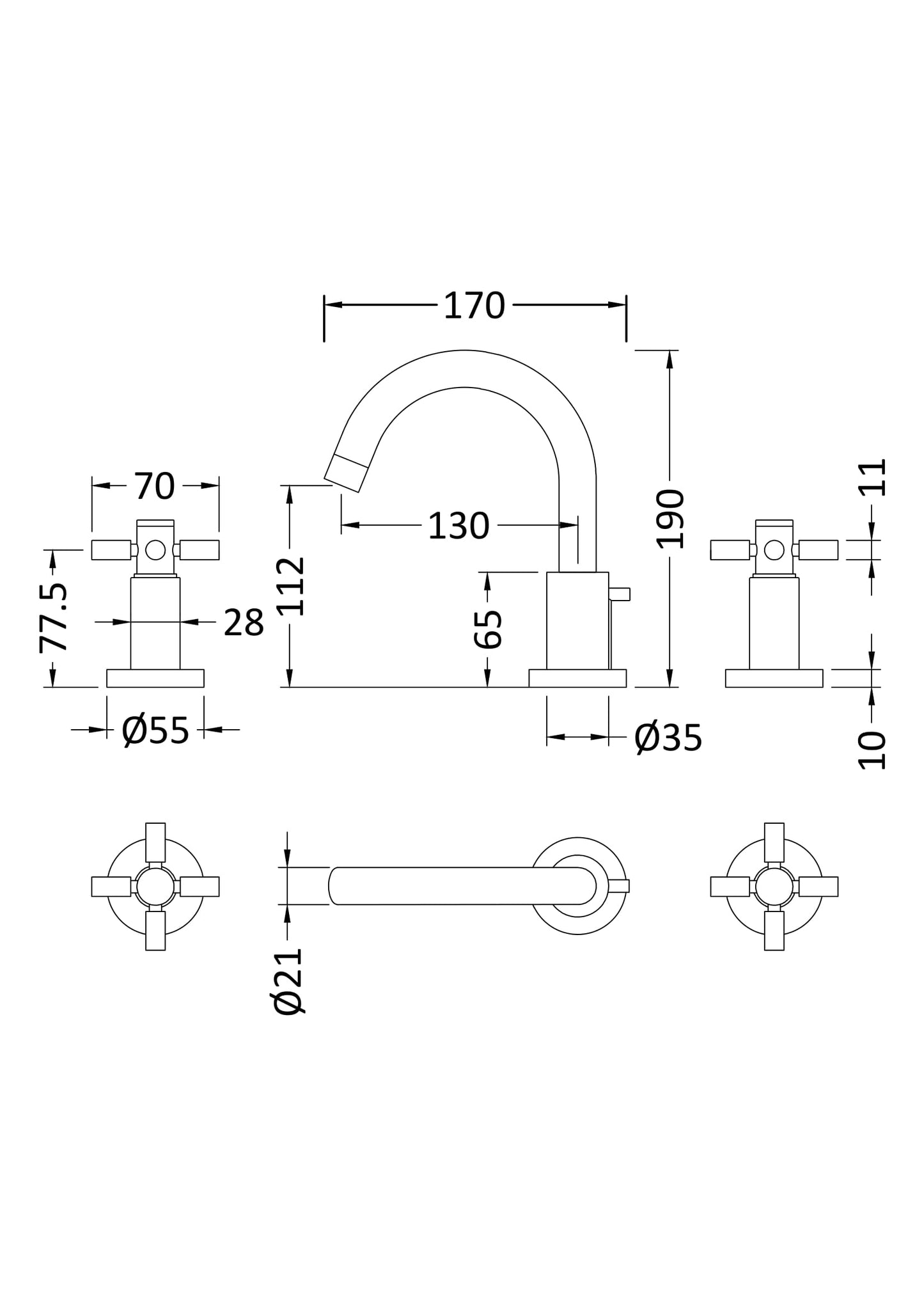 Tec Crosshead 3 T/H Basin Mixer