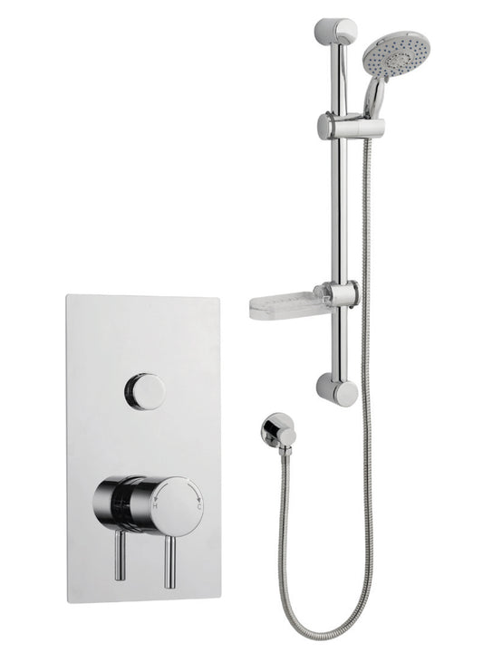 Plan Option 8 Single Round Push Button Thermostatic Concealed Shower with Adjustable Slide Rail Kit