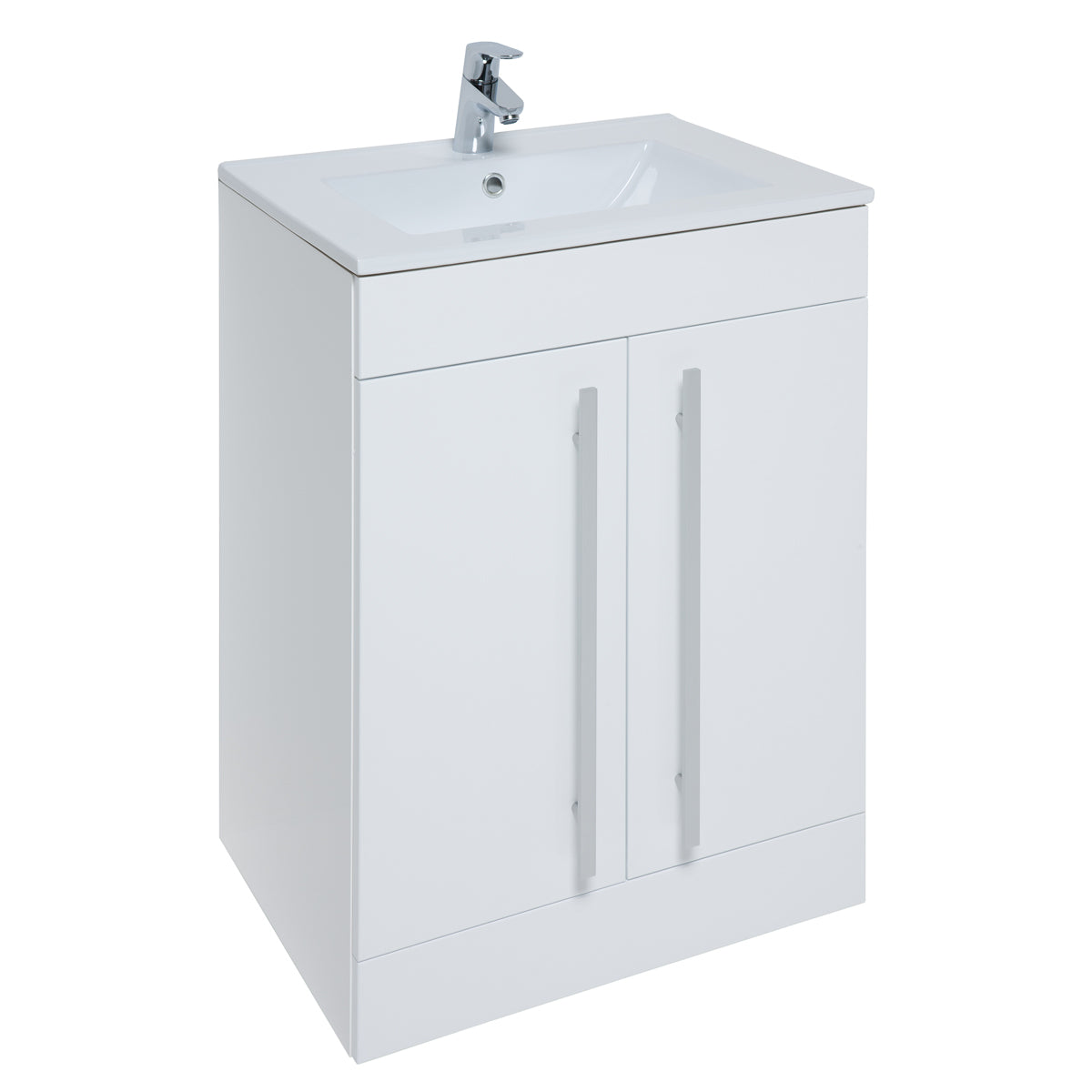 Purity 600mm Floor Standing 2 Door Unit & Ceramic Basin - White