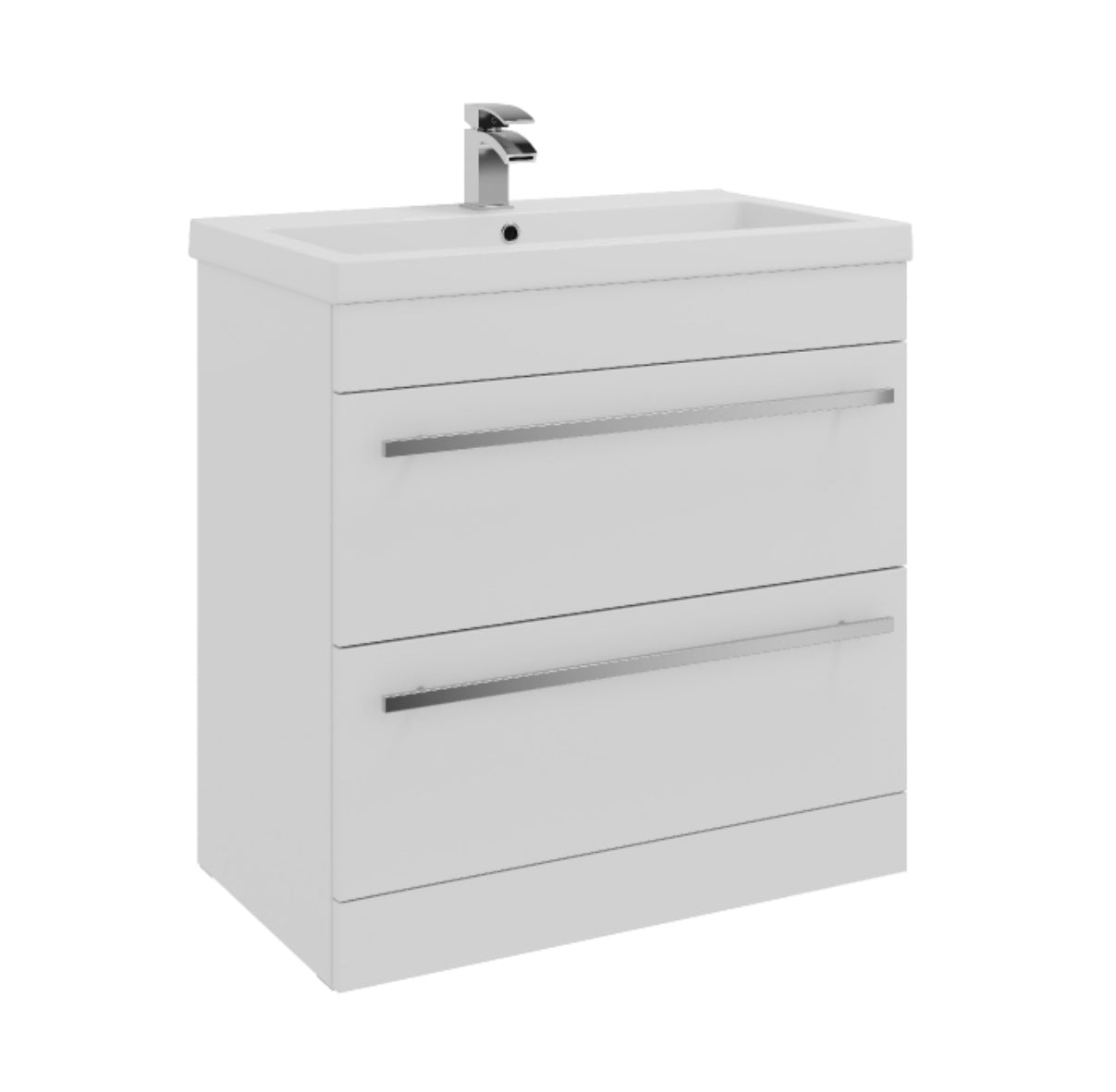 Purity 800mm Floor Standing 2 Drawer Unit & Mid Depth Ceramic Basin - White