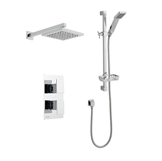 Element Option 3 Thermostatic Concealed Shower with Adjustable Slide Rail Kit and Overhead Drencher