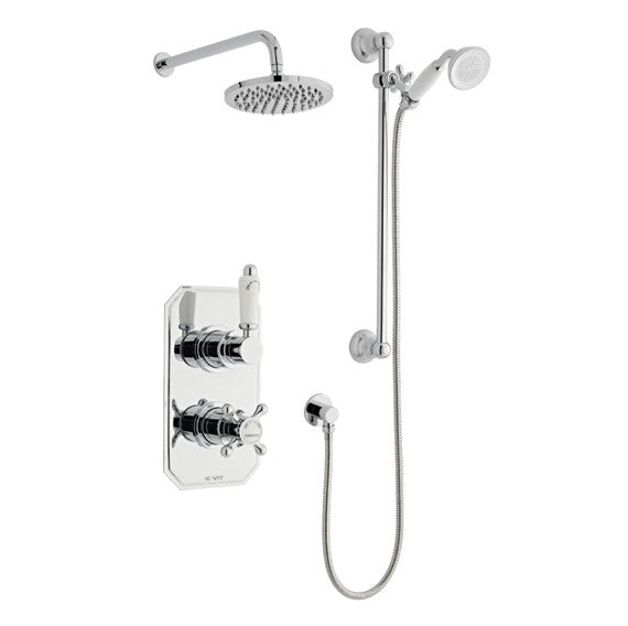 Viktory Option 3 Thermostatic Concealed Shower with Adjustable Slide Rail Kit and Overhead Drencher