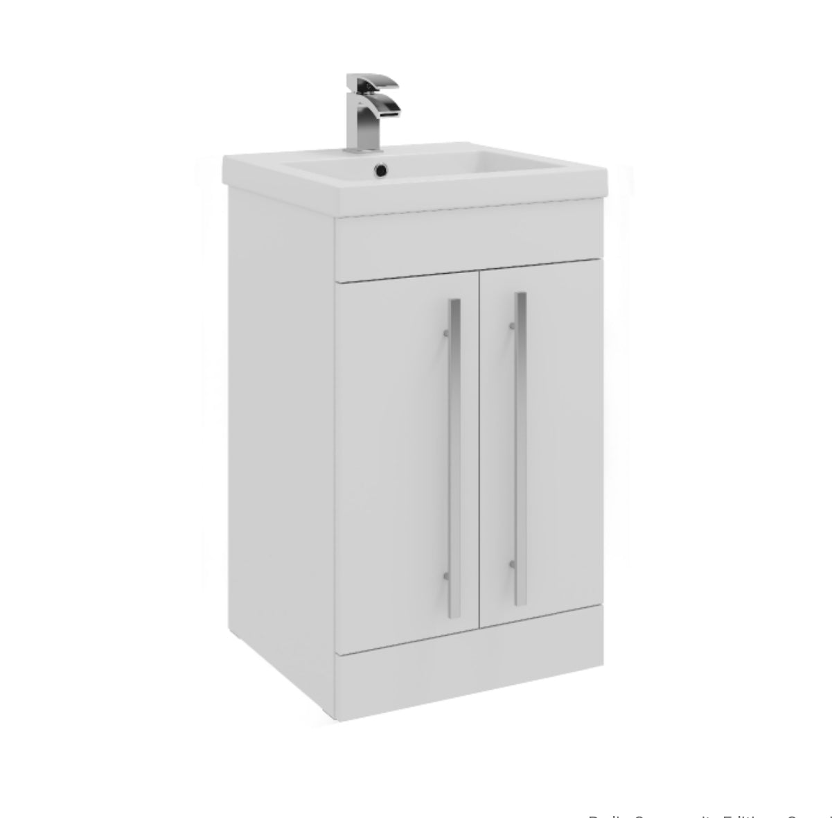 Purity 500mm Floor Standing 2 Door Unit & Mid Depth Ceramic Basin - White