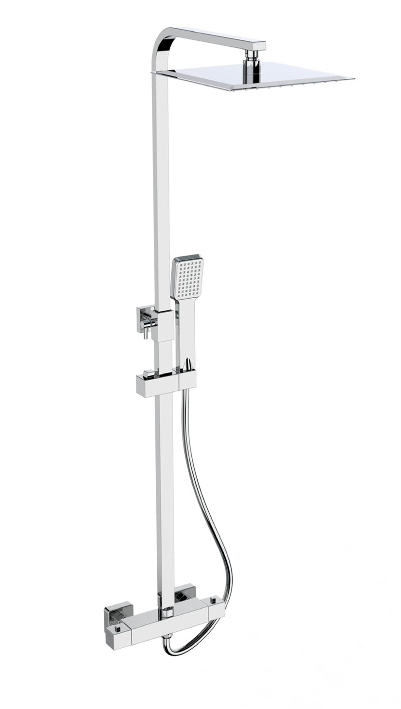 Pure Option 5 Thermostatic Exposed Bar Shower with Ultra Slim Stainless Overhead Drencher and Sliding Handset