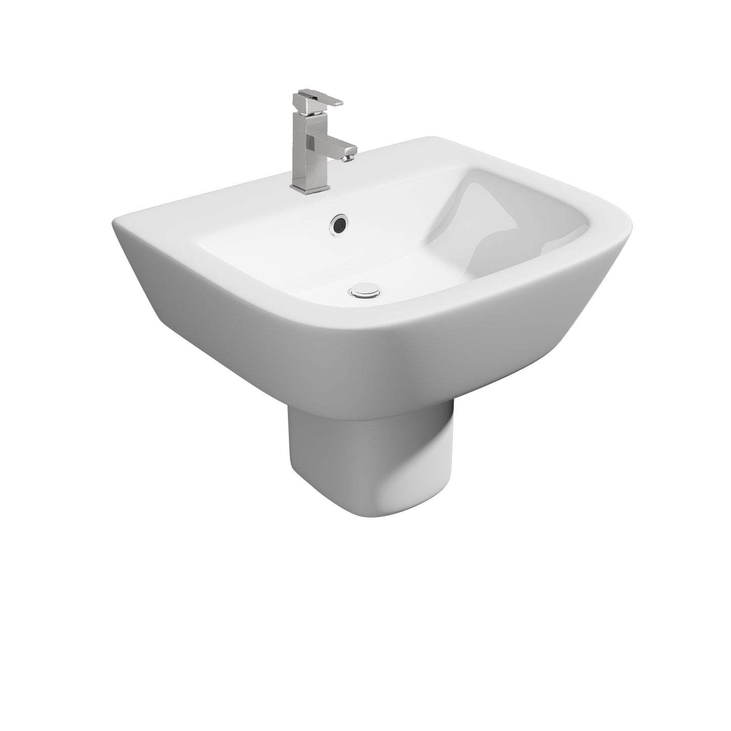 Project Square 550mm 1th Basin & Semi Pedestal