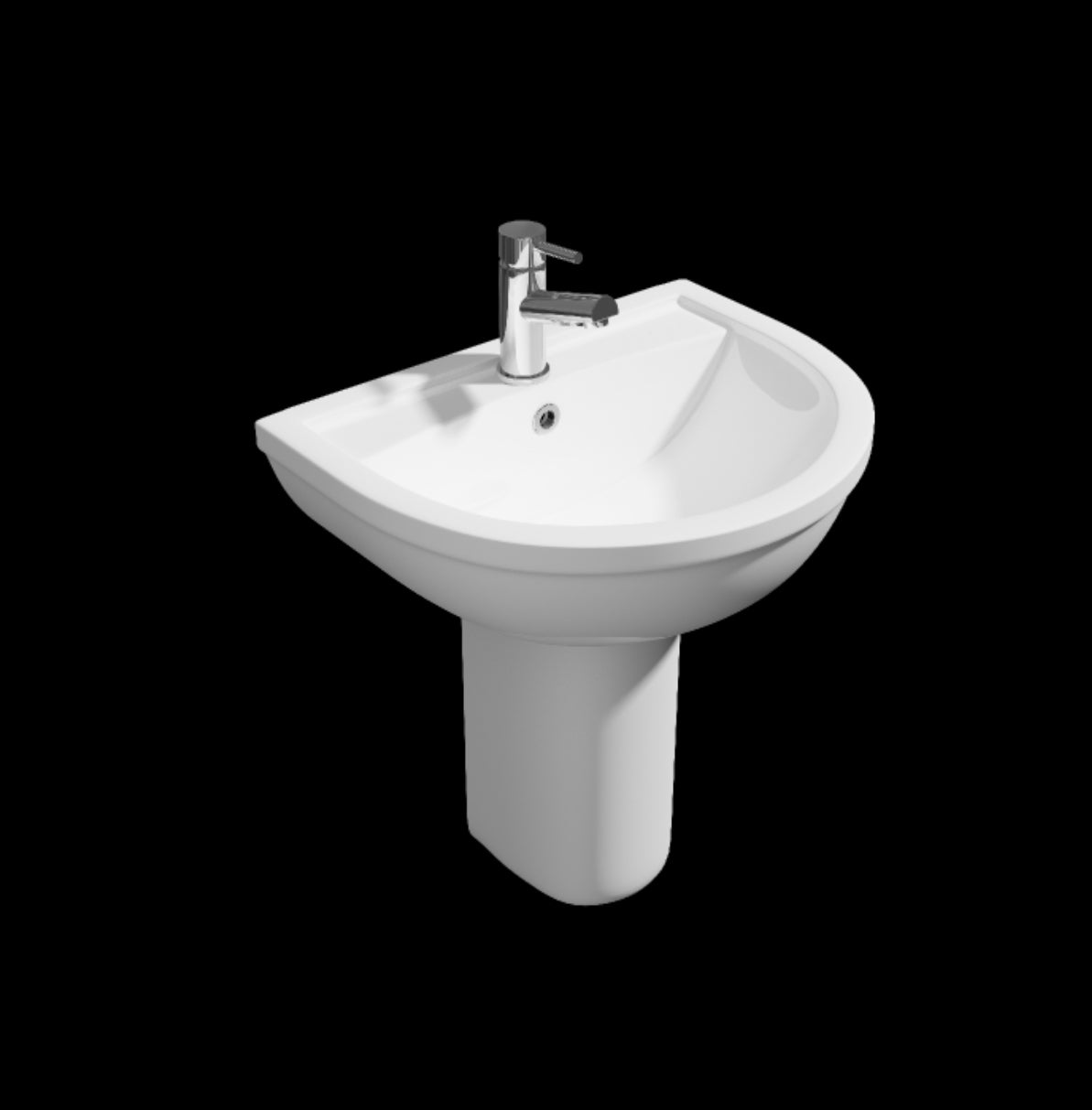 Bijou 550mm 1th Basin & Semi Pedestal