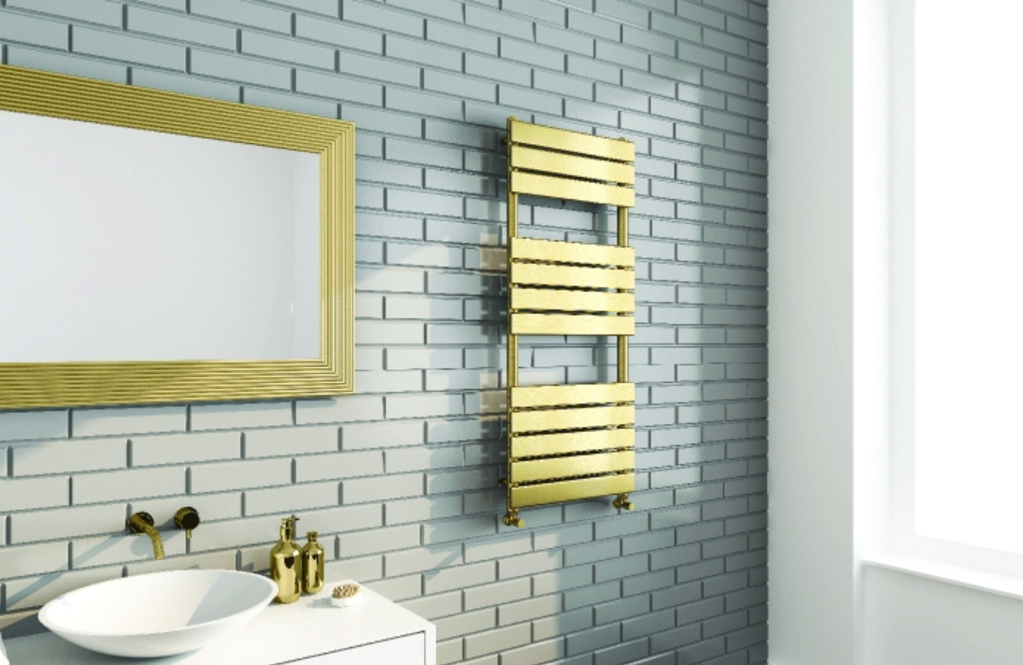 Malibu Brushed Brass Towel Rail 500 x 1200mm