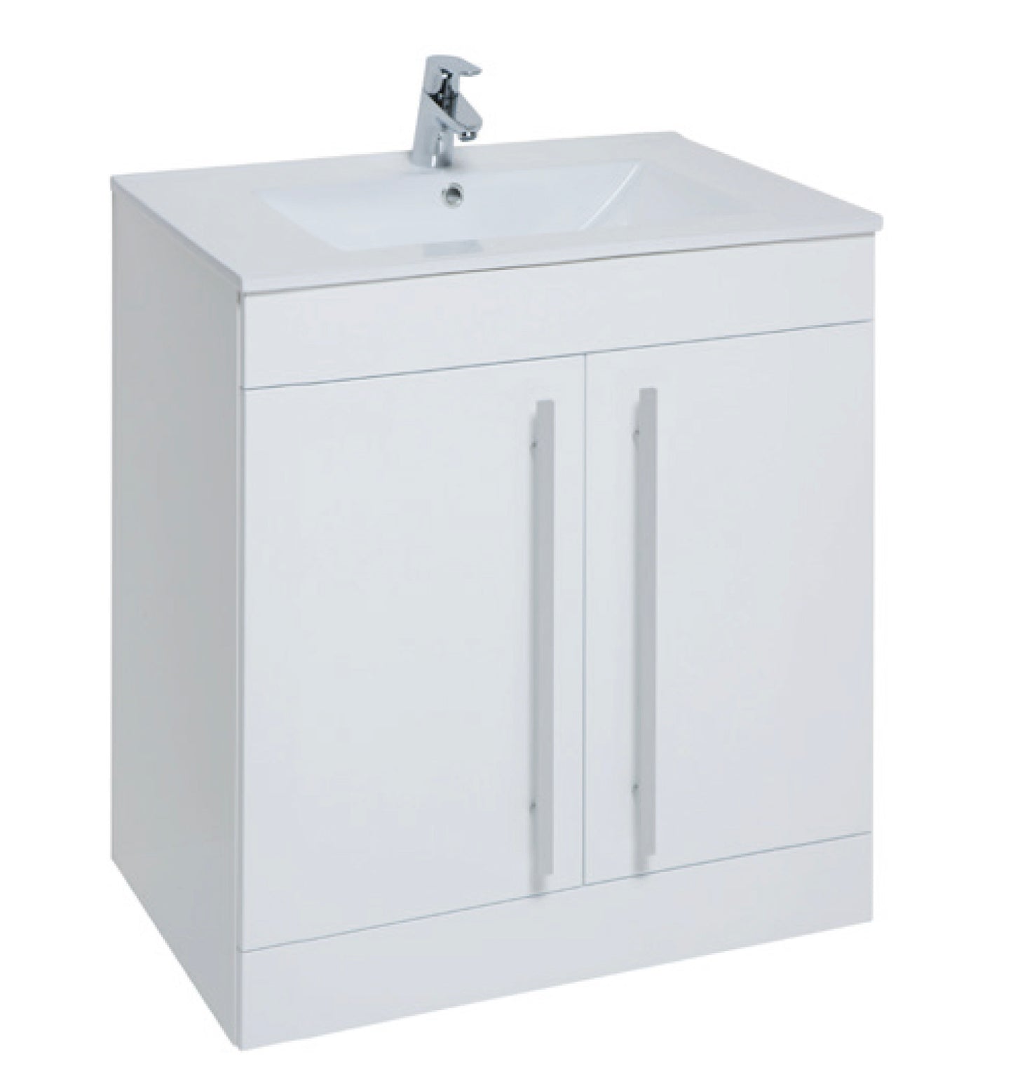 Purity 800mm Floor Standing 2 Door Unit & Ceramic Basin - White