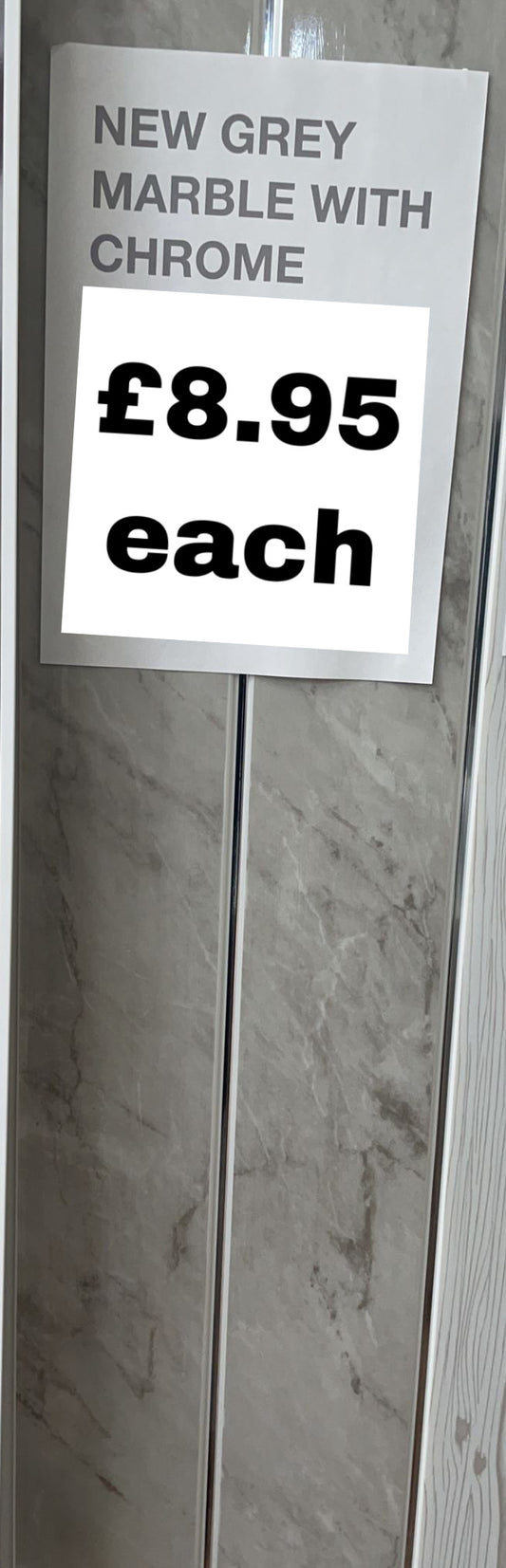 Grey Marble with Chrome Cladding 2950 x 250 x 8mm