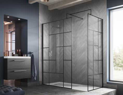 Hudson Reed Abstract Black Frame Wetroom Screens