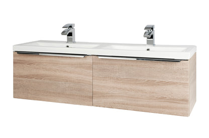 Kore Sonoma Oak Wall Mounted Drawer/Twin Basin Unit 1200mm