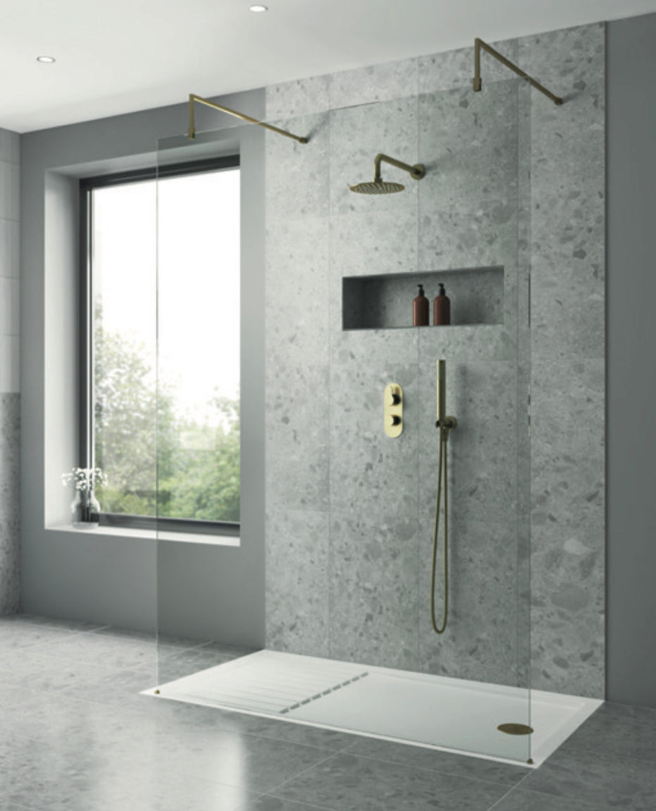 Nuie Brushed Brass Wetroom Screens