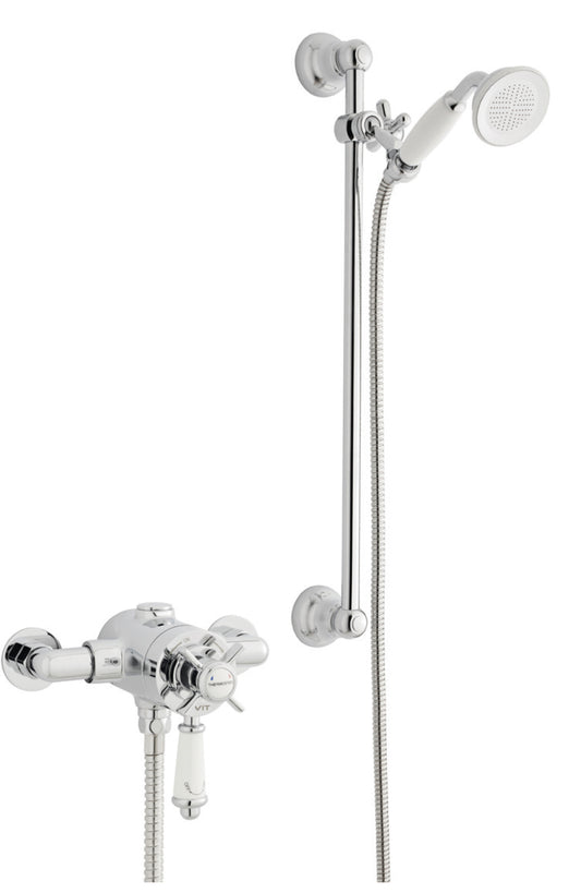 Klassique Option 4 Thermostatic Exposed Shower with Adjustable Slide Rail Kit