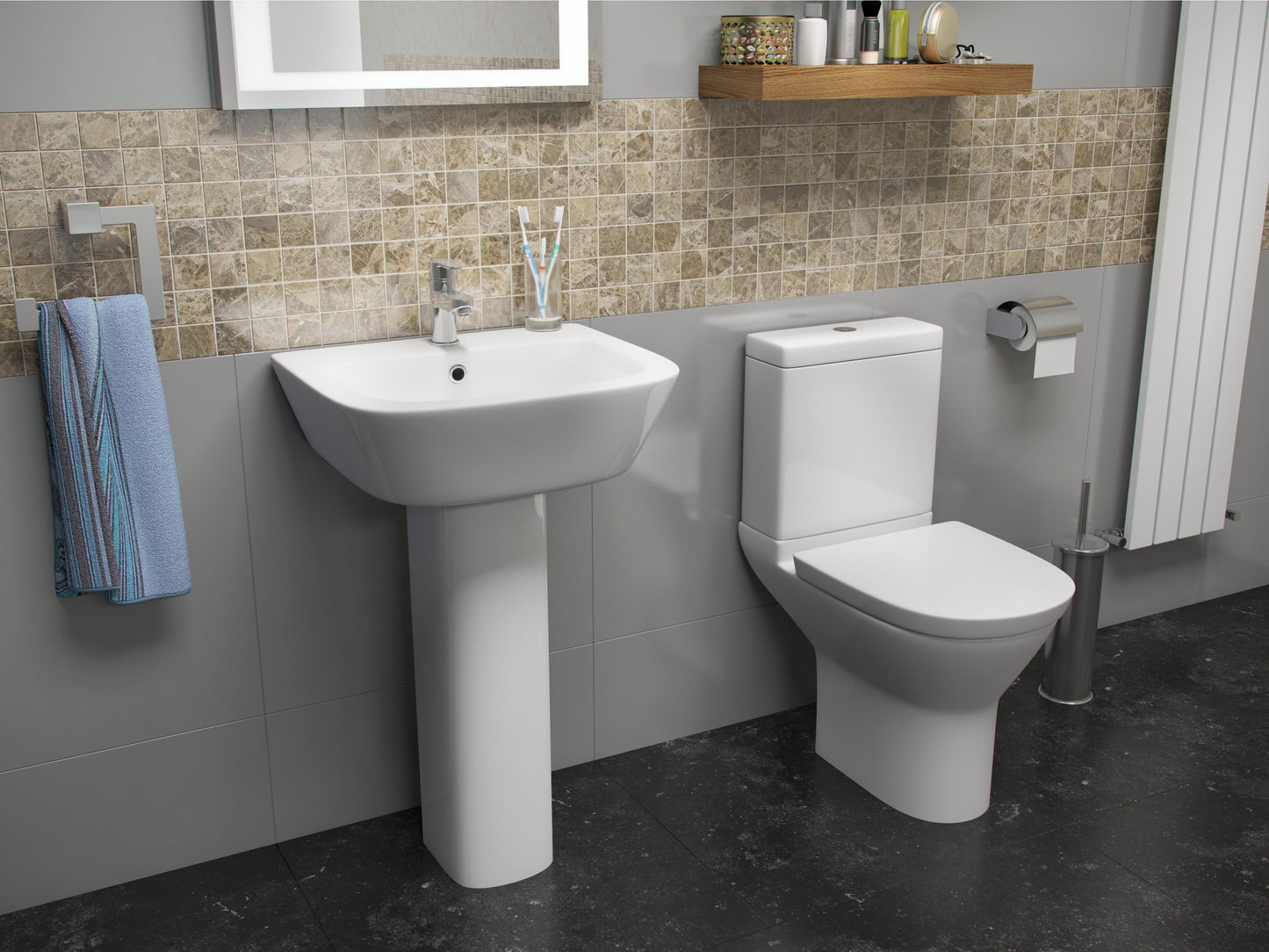 Project Square 550mm 1th Basin & Pedestal